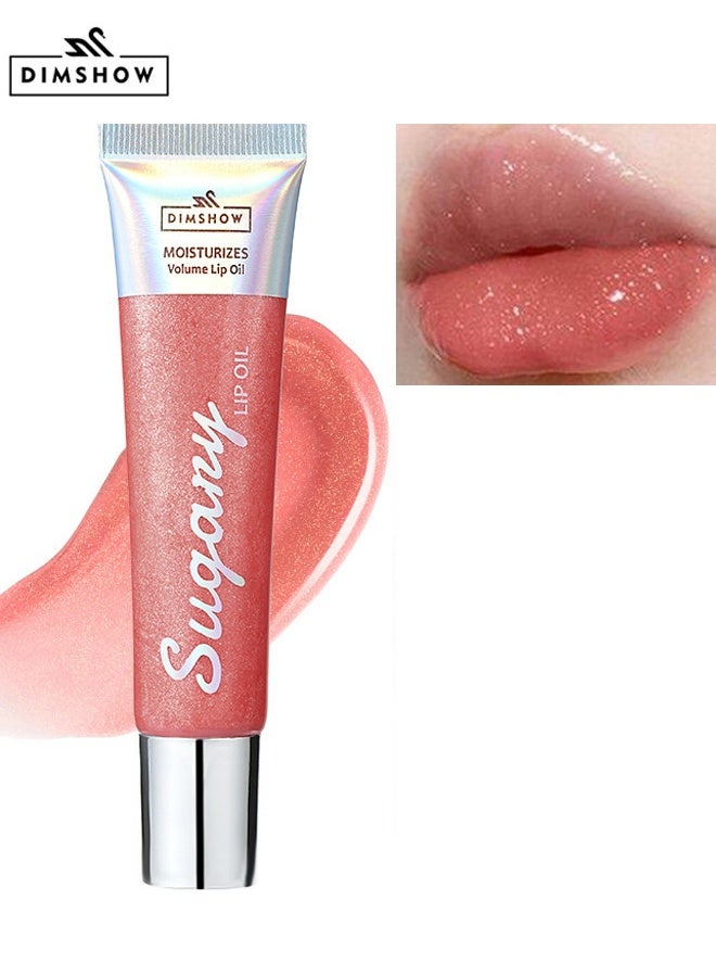 ديمشو مرطب للشفاه بزيت الشفاه مع بريق لامع لتكبير الشفاه بلسم شفاه لامع بعشرة ألوان، مرطب للشفاه، بلسم شفاه لامع هلامي، أحمر شفاه سائل طبيعي للنساء والفتيات (بريق لامع، رقم 02) - Image 1