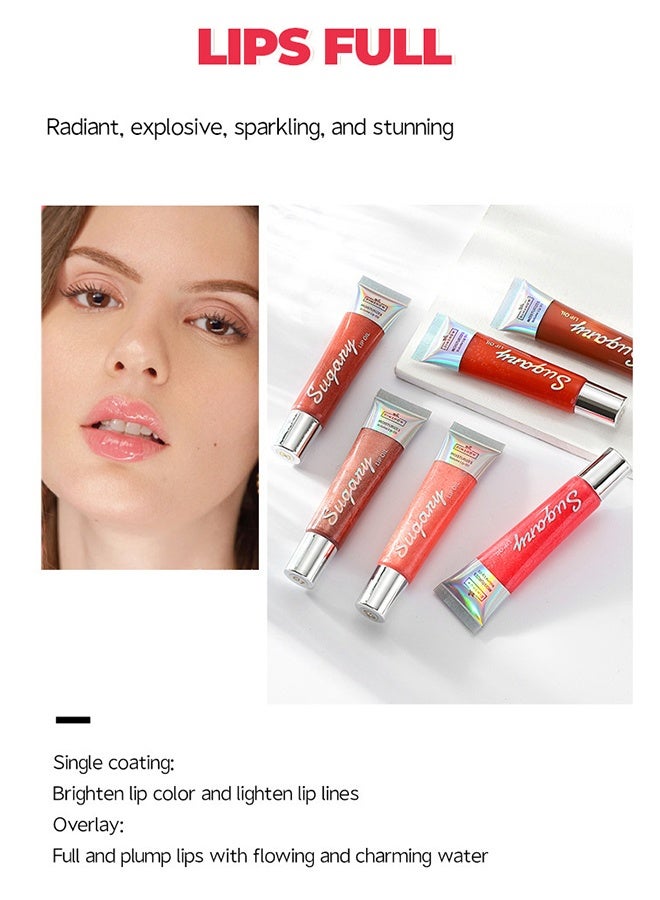 ديمشو مرطب للشفاه بزيت الشفاه مع بريق لامع لتكبير الشفاه بلسم شفاه لامع بعشرة ألوان، مرطب للشفاه، بلسم شفاه لامع هلامي، أحمر شفاه سائل طبيعي للنساء والفتيات (بريق لامع، رقم 02) - Image 5