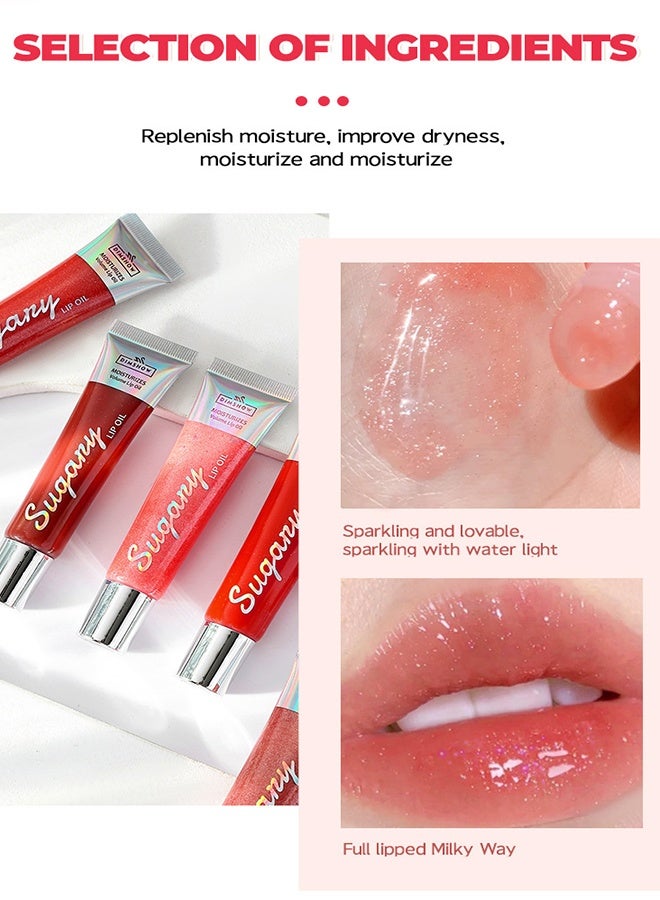 ديمشو مرطب للشفاه بزيت الشفاه مع بريق لامع لتكبير الشفاه بلسم شفاه لامع بعشرة ألوان، مرطب للشفاه، بلسم شفاه لامع هلامي، أحمر شفاه سائل طبيعي للنساء والفتيات (بريق لامع، رقم 02) - Image 4