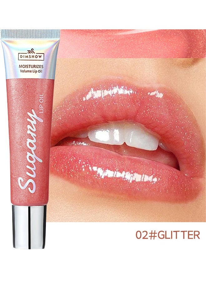 ديمشو مرطب للشفاه بزيت الشفاه مع بريق لامع لتكبير الشفاه بلسم شفاه لامع بعشرة ألوان، مرطب للشفاه، بلسم شفاه لامع هلامي، أحمر شفاه سائل طبيعي للنساء والفتيات (بريق لامع، رقم 02) - Image 2