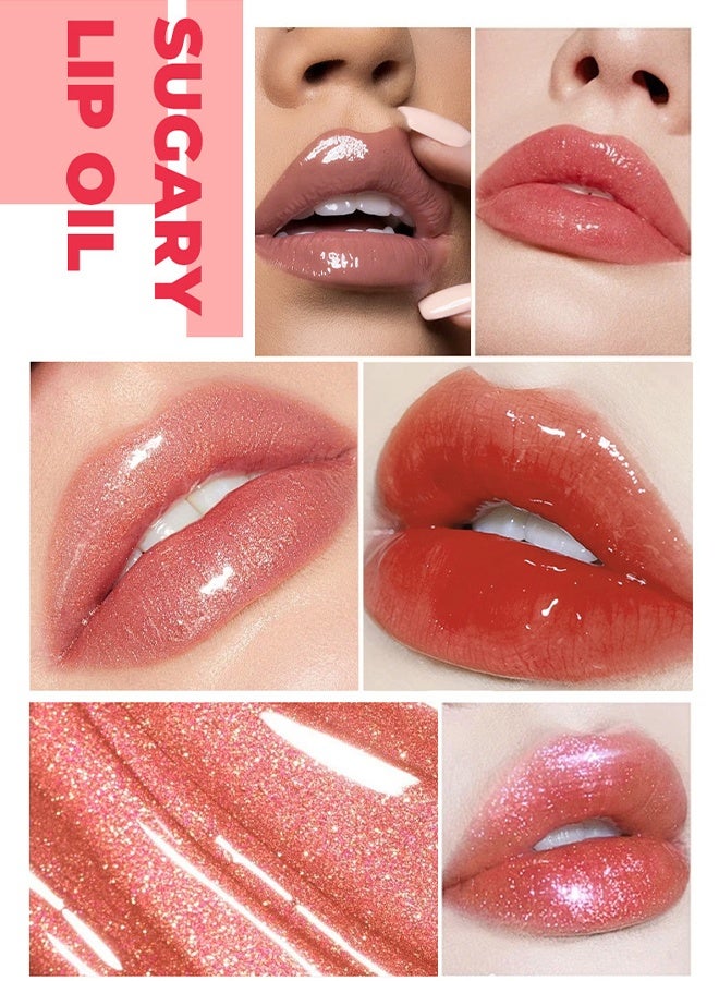 ديمشو مرطب للشفاه بزيت الشفاه مع بريق لامع لتكبير الشفاه بلسم شفاه لامع بعشرة ألوان، مرطب للشفاه، بلسم شفاه لامع هلامي، أحمر شفاه سائل طبيعي للنساء والفتيات (بريق لامع، رقم 02) - Image 3