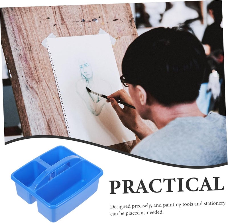 Multi-Functional Art Supplies Storage Box Handle Divided Organizer for Classroom and Office Sturdy Plastic Craft Caddy for Drawing Tools and School Supplies - Image 5