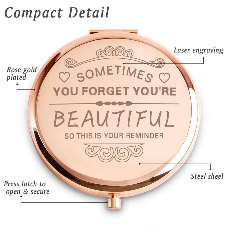 QUSTGO Personalized Gift for Women Girls Her, Custom Gifts for Adult Teen, Inspirational Compact Mirror for Birthday, Graduation, Mothers Day, Easter Basket Stuffers - Image 3