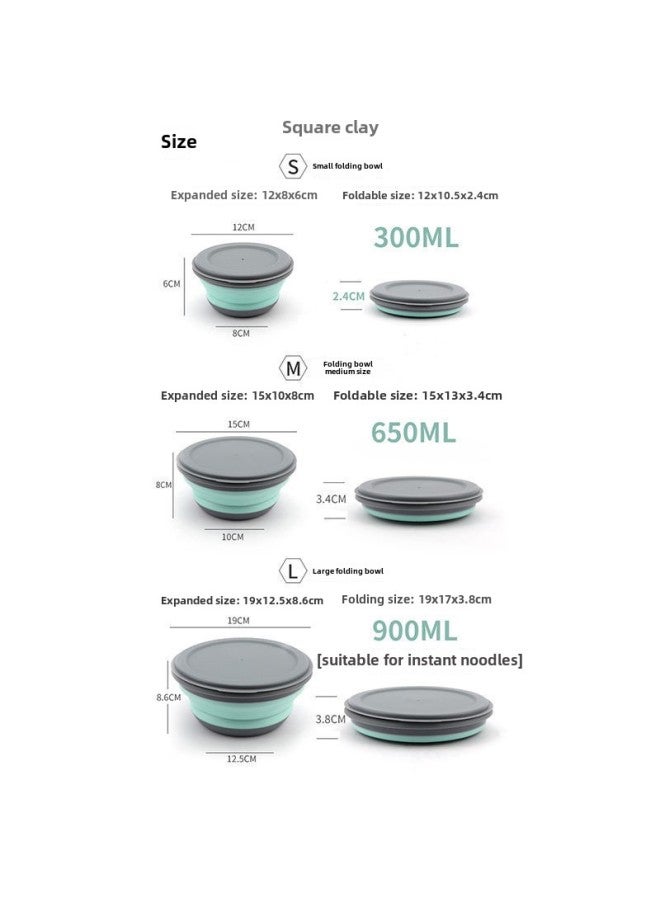 Folding Bowl Portable Retractable Outdoor Compression Travel Travel Wild Tableware Baby Picnic Anti-fall Lunch Box Wholesale-Specifications: Green Medium Bowl + Folding Water Cup  - Image 4