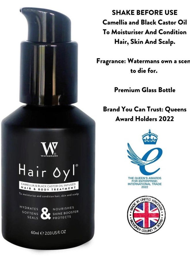 Watermans - , Duel Use for Hair and Body Hydration. Scalp & Hair Strengthening Oil, Best oil for Hair Growth 2.03 fl oz - Image 1