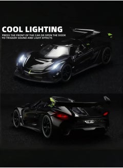 هوينا لعبة سيارات لعبة Jesko Black Alloy Collectibles يموت سيارات الصب مع الصوت والضوء  - Image 3