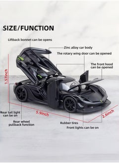 هوينا لعبة سيارات لعبة Jesko Black Alloy Collectibles يموت سيارات الصب مع الصوت والضوء  - Image 4