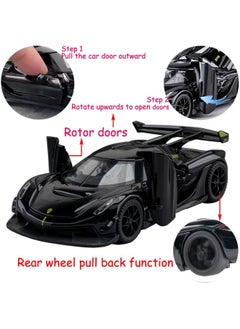 هوينا لعبة سيارات لعبة Jesko Black Alloy Collectibles يموت سيارات الصب مع الصوت والضوء  - Image 5