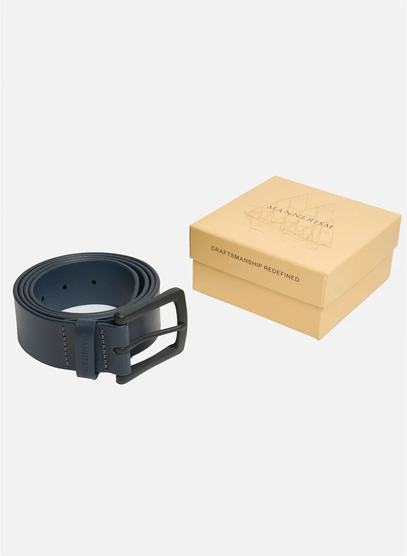 مانرزم The Dockside Casual Leather Belt Deep Navy