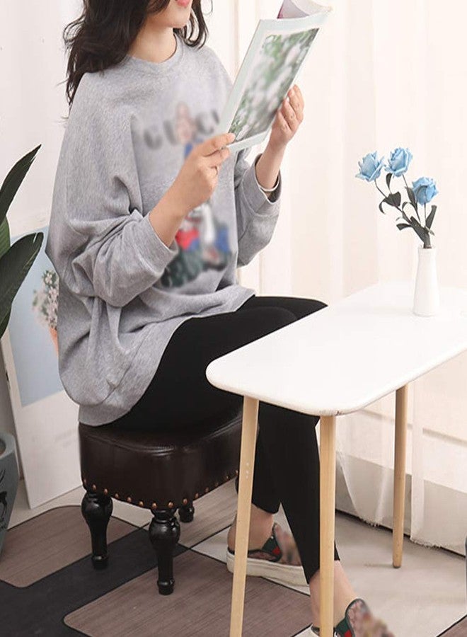 Kelendle Small Foot Stool for Living Room Brown Leather Stool Vintage Upholstered Footrest Rubber Wooden Foot Rest Stool Sofa Stool for Foot Rest Dark Green - Image 4