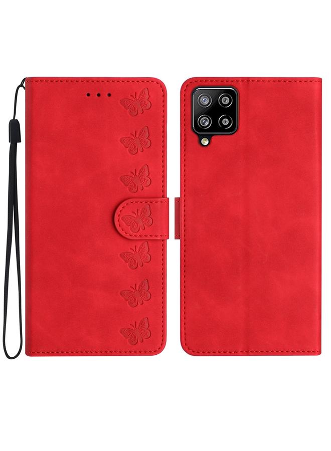 إيروريكس جراب لهاتف Samsung Galaxy M53 مصنوع من الجلد المنقوش بسبع فراشات - Image 1