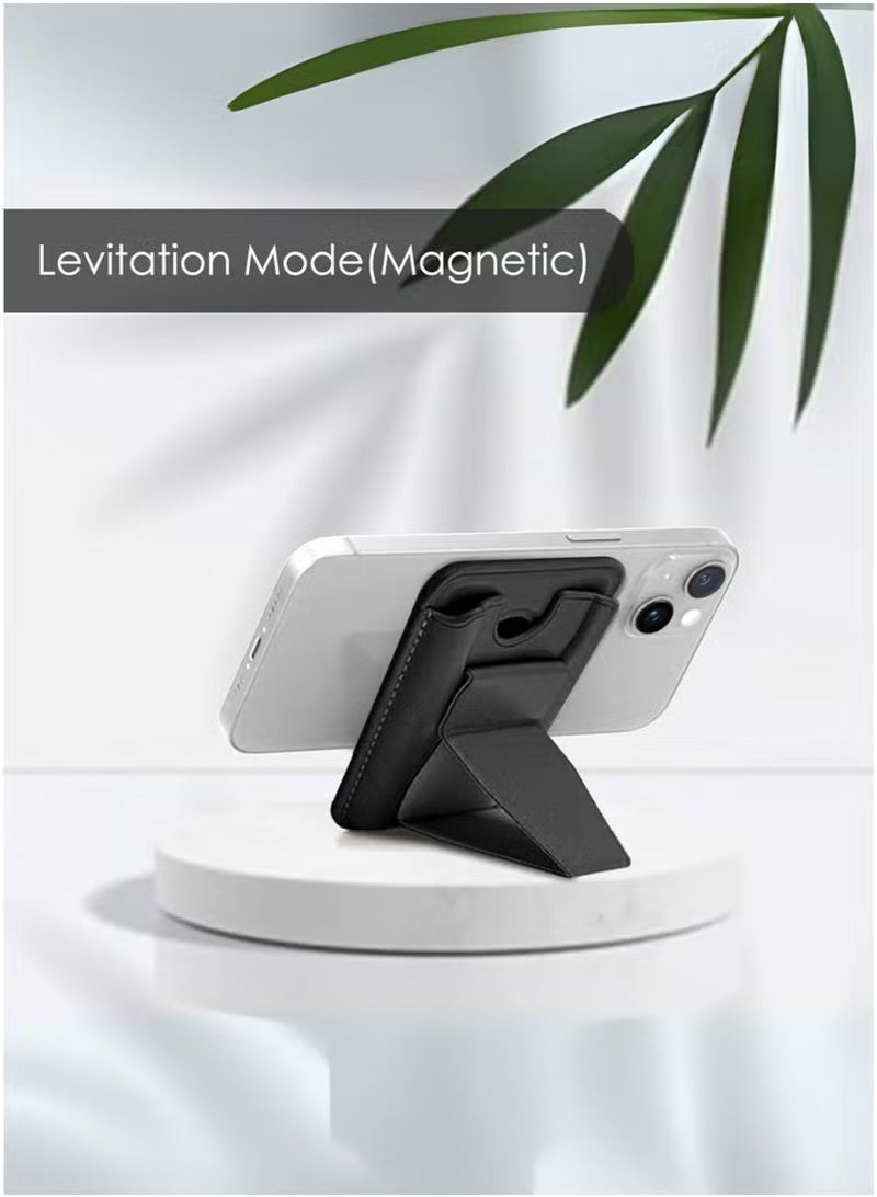 Raxoom Luxury Magnetic Phone Wallet Holder plus stand for iPhone & Samsung – Black PU Leather Slim, Secure Grip, RFID Blocking, Minimalist Card Holder for Men & Women - Suitable for iPhone 16, 15, 14, 13, 12, Pro & Pro Max Models – Holds upto 3 Cards - Image 4