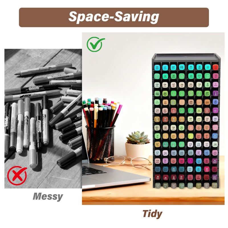 Yrangee Marker Organizer,120-Slots Marker Holder with Adjustable Divider, Desk Marker Storage Organizer for Pens Colored Pencils Art Brushes Home Office Art Room and Classroom - Image 4