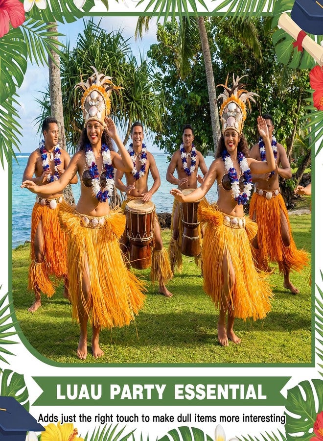 Kenning Hawaiian Graduation Lei for Adults 47" Faux Orchid Flower Necklace Class of 2026 Grad Necklace Tropical Luau Party Favors for Graduation Hawaiian Summer Beach(Blue, White) - Image 5