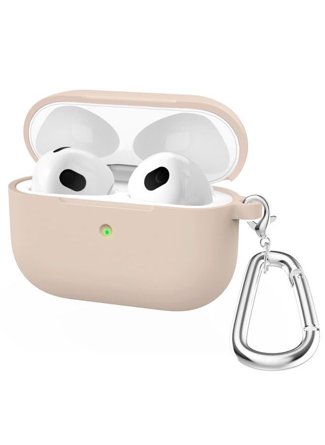 Generic - Case Cover Thicken Silicone Round Bottom Earphone Protective Case with Hook For AirPods 3 Pink Silt - Image 1