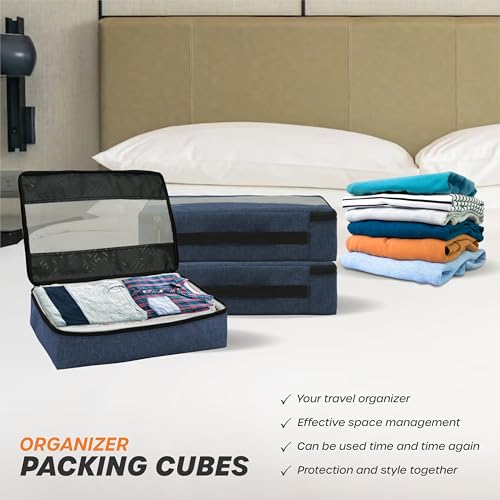 Cranique Packing Cubes for Travel Organizer, Storage Bag, Packing Bag for Clothes, Essential Pouch, Travel Organizer for Men & Women Pack of 3 (Cube1-Blue-Pack3) - Image 4