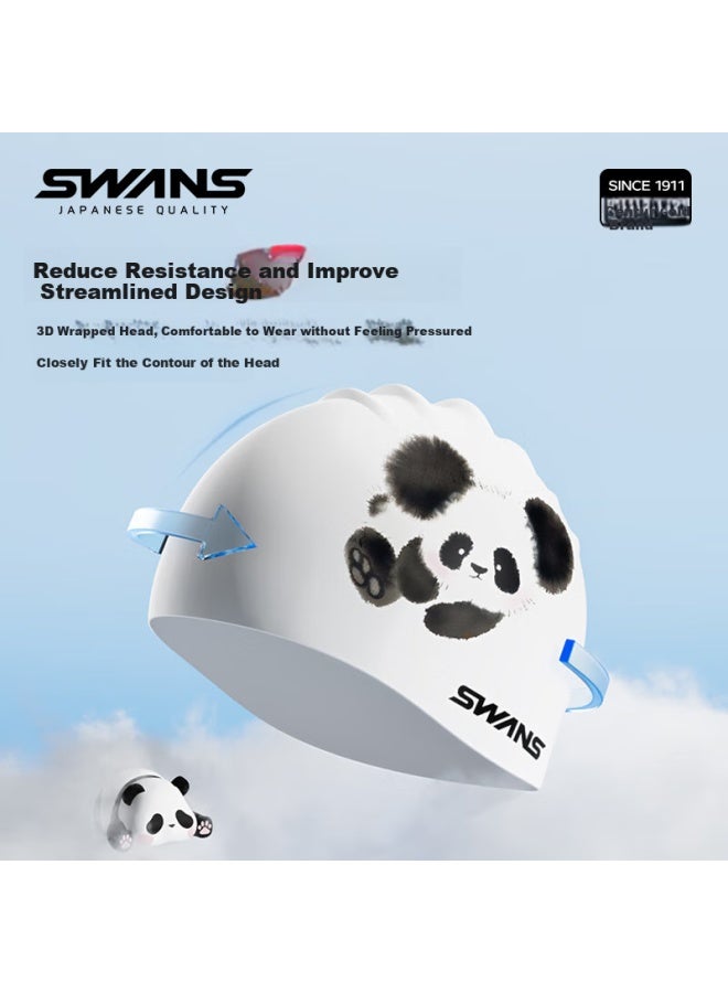 Speed Vision Suanshi Swimming Cap For Adults, Highly Elastic Ear Protection, Printed Comfortable Long Hair-specific Waterproof Pu Swim Cap, Panda White Swimwear - Image 1