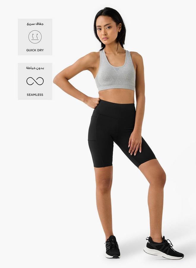 ADOT by Splash Textured Scoop Neck Sports Bra with Removable Pads and Racerback - Image 2