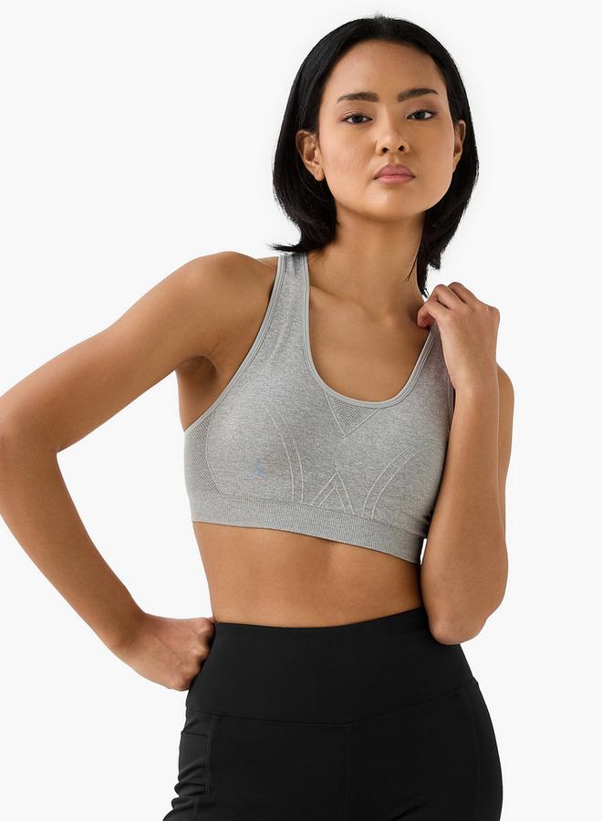 ADOT by Splash Textured Scoop Neck Sports Bra with Removable Pads and Racerback - Image 1