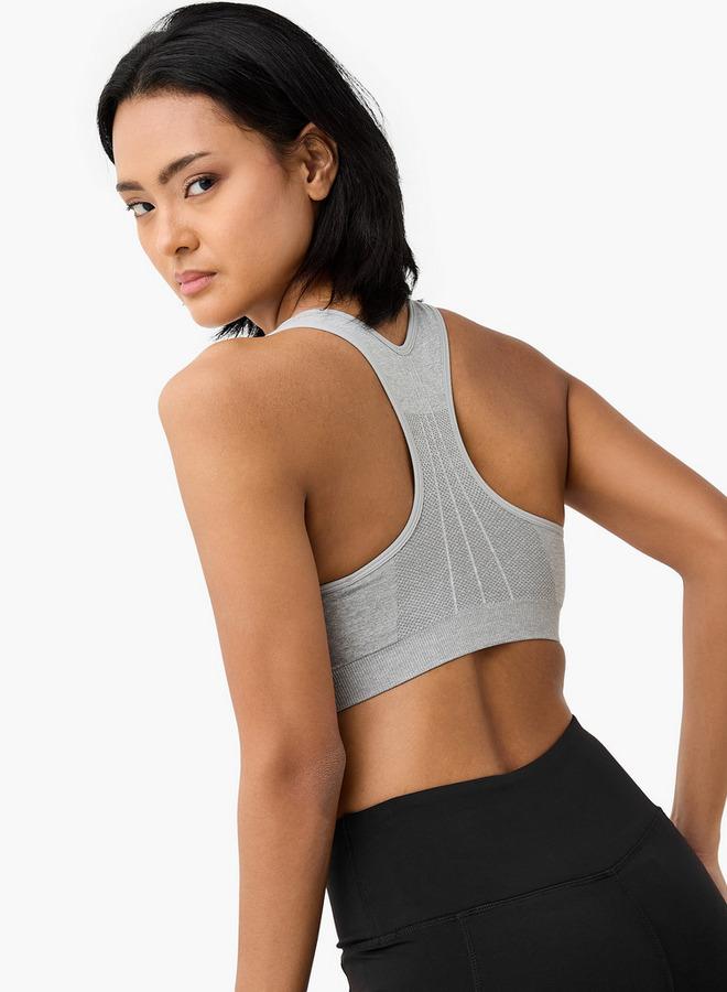 ADOT by Splash Textured Scoop Neck Sports Bra with Removable Pads and Racerback - Image 3