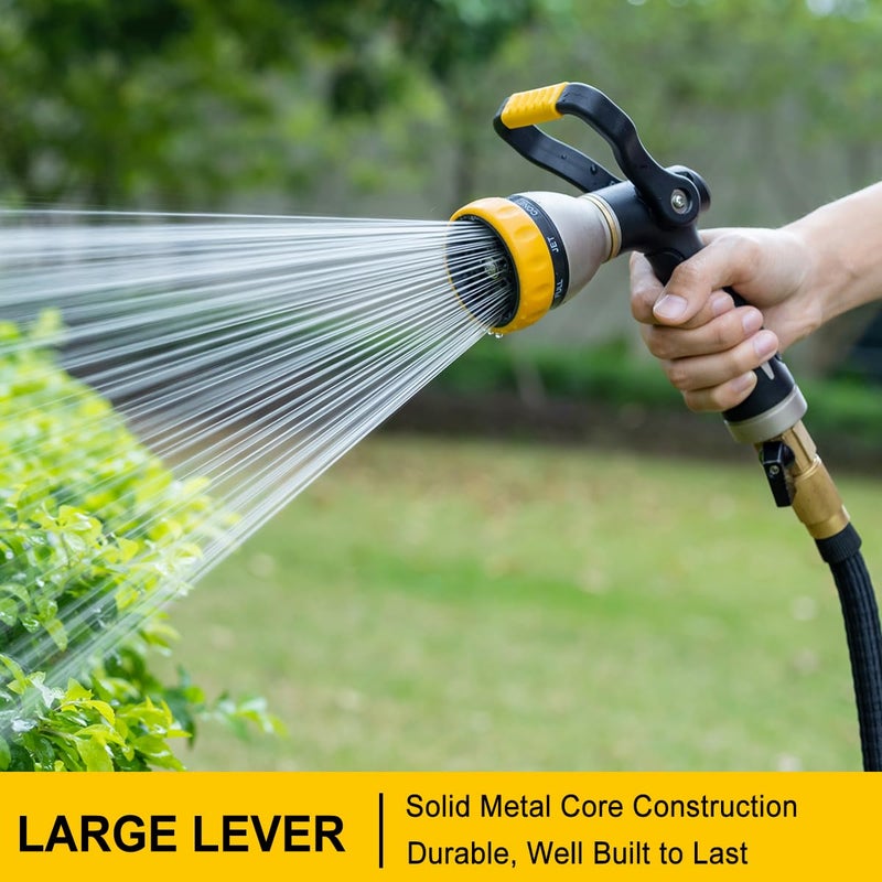 FANHAO Heavy Duty Fireman's Hose Nozzle, Metal Water Nozzle with 8 Spray Patterns, High Pressure Garden Hose Sprayer with Lever Control and Non-Slip Grip to Water Plants & Lawns, Wash Cars & Clean - Image 2
