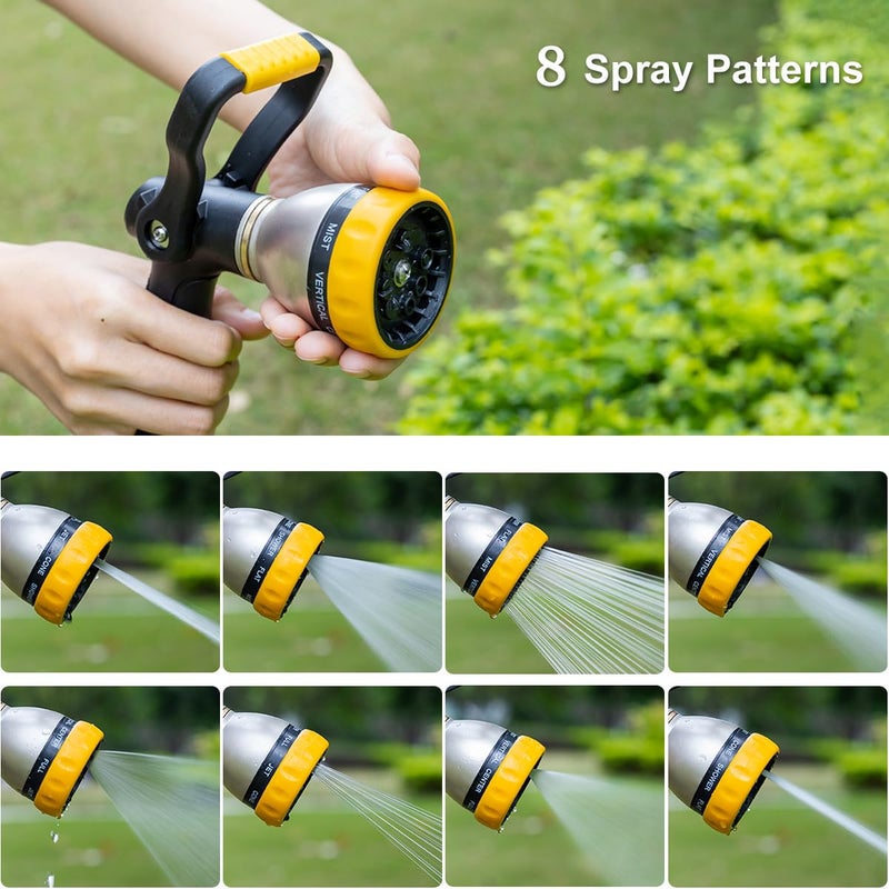 FANHAO Heavy Duty Fireman's Hose Nozzle, Metal Water Nozzle with 8 Spray Patterns, High Pressure Garden Hose Sprayer with Lever Control and Non-Slip Grip to Water Plants & Lawns, Wash Cars & Clean - Image 5