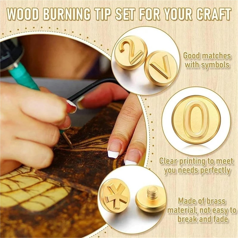 Wood Burning Kit 56 Pcs Wood Burning Kit with Letters,DIY Wood/Leather Set, Letter Soldering Iron Stencils Tool US Plug for Woodburning Crafts - Image 5