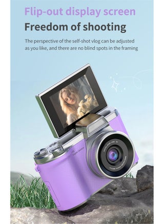 Kid Digital Camera - CCD Camera - 1080P HD Point-and-Shoot Camera - Vlogging Camera - 2.4 Inch HD Flip Screen - 8X Digital Zoom - Image Stabilization - Built in LED Fill Light - Equipped with 64GB SD Card - kids Holiday Gifts - view 5