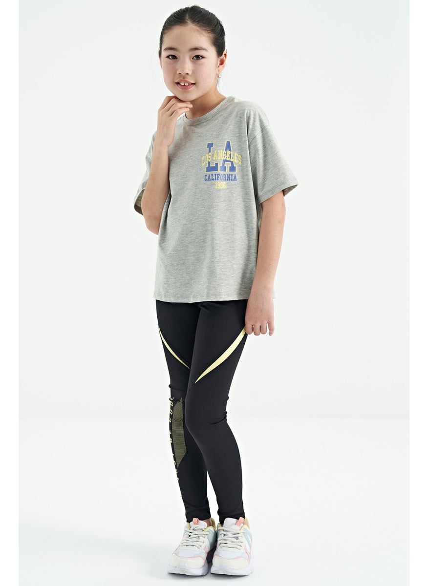 Tommy Life - Gray Melange Front Back Printed O Neck Oversize Short Sleeve Girls T-Shirt - 75127 - Image 1