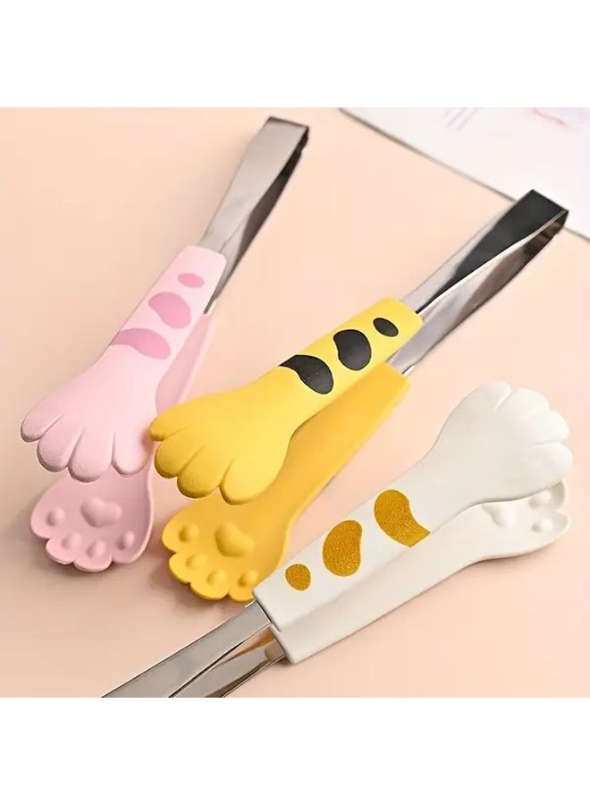 White Cat Paw Tongs Stainless Steel BBQ Sandwich Kitchen Gadgets Bread Salad - Image 2