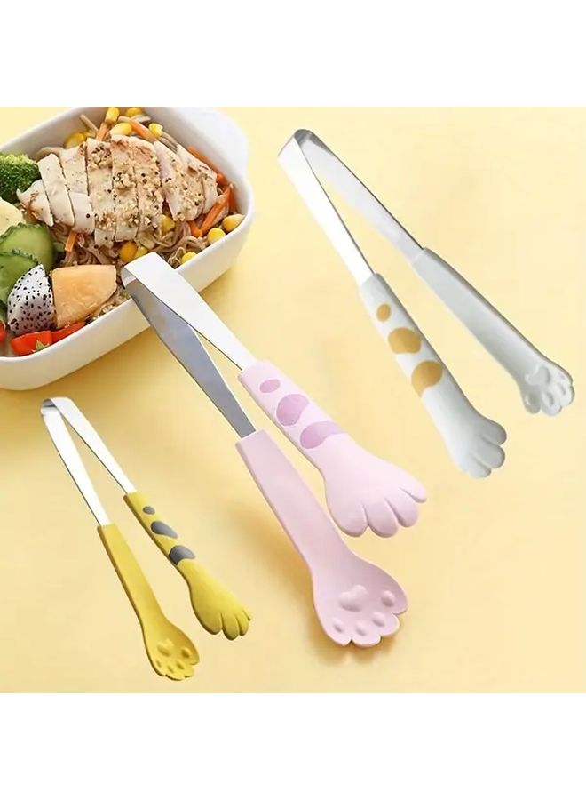 White Cat Paw Tongs Stainless Steel BBQ Sandwich Kitchen Gadgets Bread Salad - Image 1