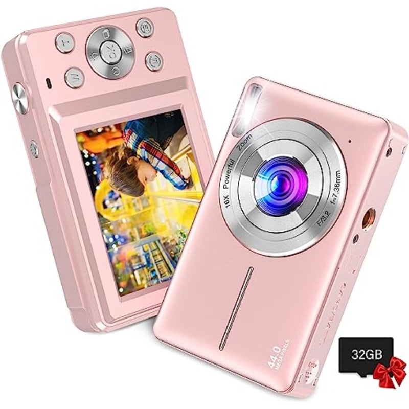 Digital Camera FHD 1080P 32GB SD Card Included 16X Digital Zoom Compact Point-and-Shoot Portable Mini Camera for Teens Students Boys Girls Seniors Home Travel School Use - Image 1