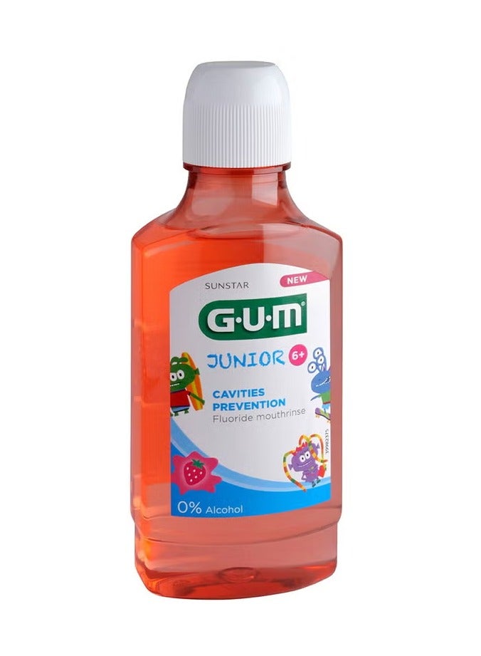 Sunstar Gum Junior 6+ Year Kid's Mouthwash With Fluoride To Prevent Cavities, Strawberry 300ml