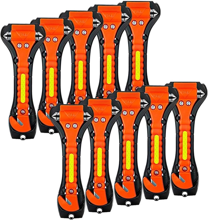 ZHSX Safety Hammer, 10 Pack Car Emergency Escape Tool Car Window Breaker and Seat Belt Cutter with Light Reflective Tape for Family Car Life Saving Survival Kit - Image 1