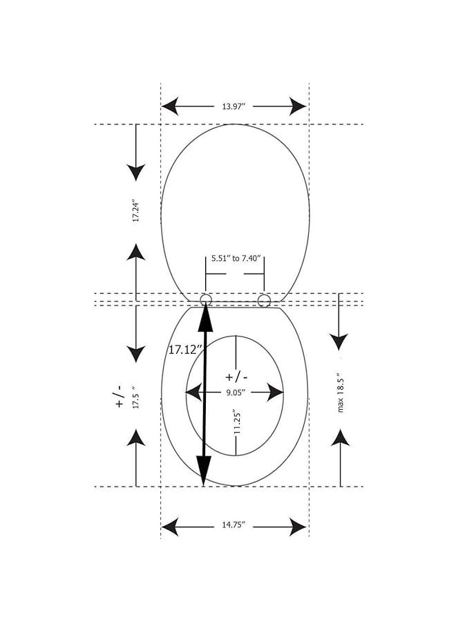 إيروريكس 4101108 مقعد مرحاض بيضاوي من الخشب الصلب الأسود غير اللامع 46.8 × 37.5 × 30 سم - Image 2
