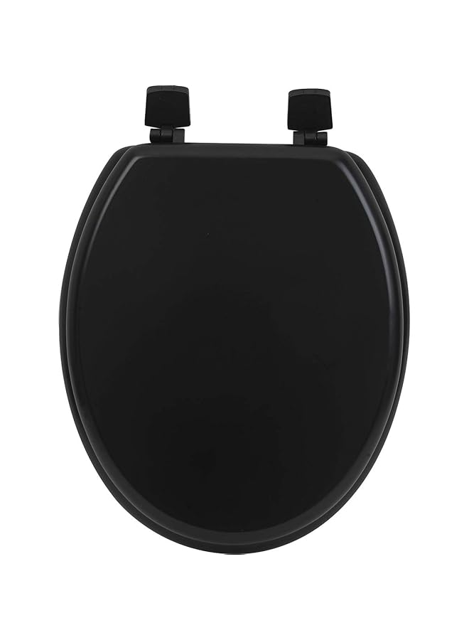 إيروريكس 4101108 مقعد مرحاض بيضاوي من الخشب الصلب الأسود غير اللامع 46.8 × 37.5 × 30 سم - Image 1