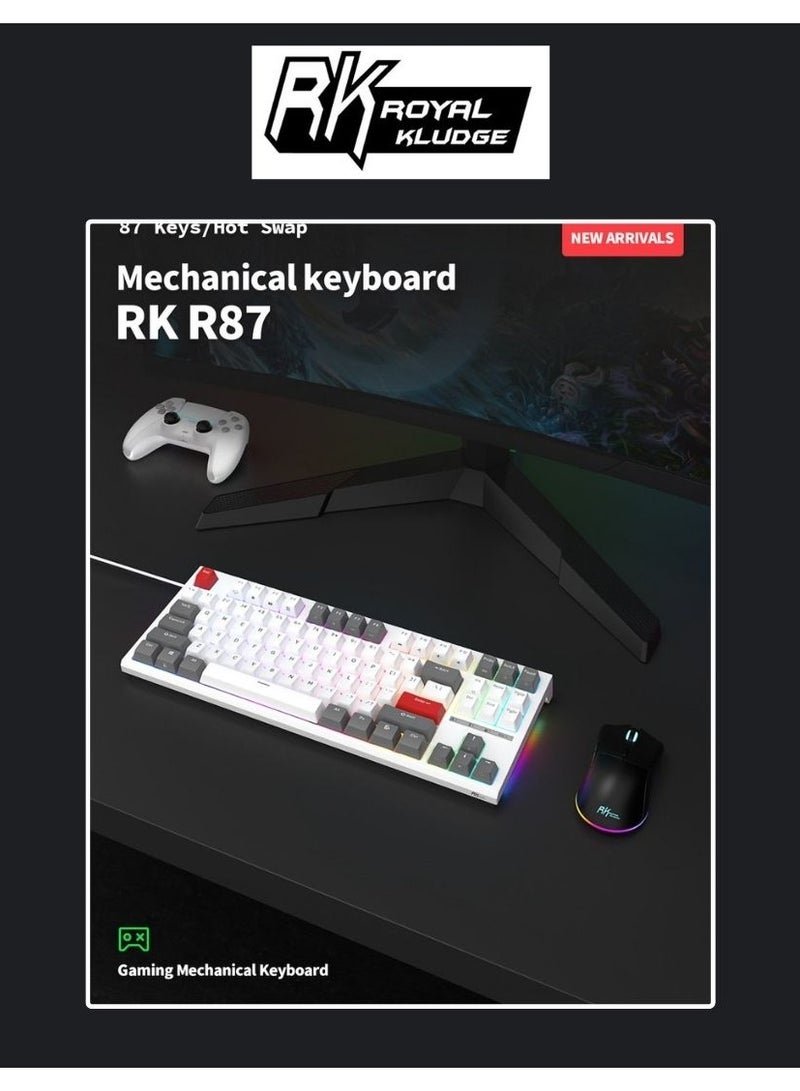 رويال كلودج لوحة مفاتيح الألعاب السلكية Royal Kludge RK R87 TKL RGB القابلة للتبديل - مفتاح بني - Image 2