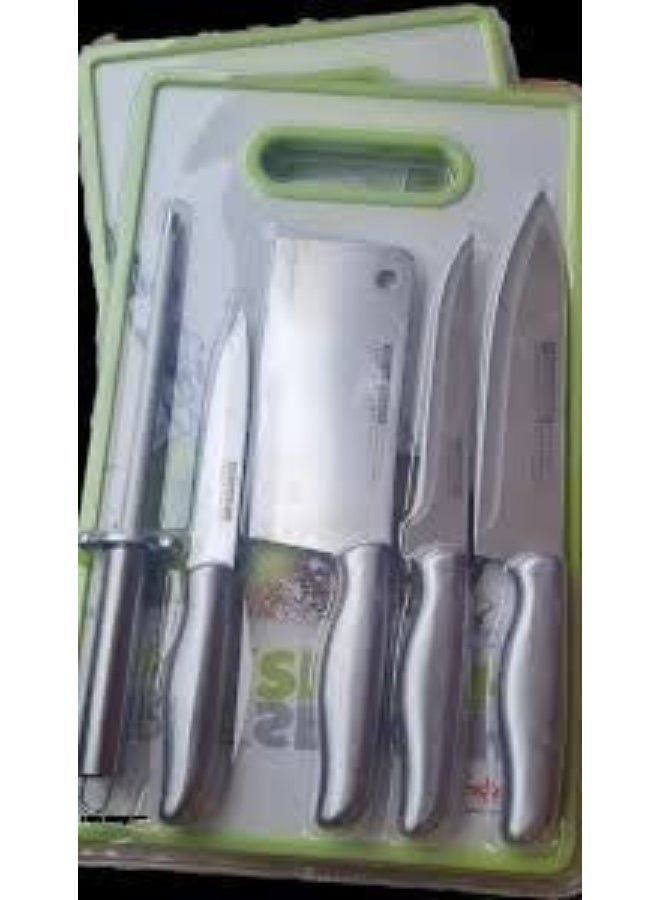 بروماس مجموعة سكاكين مطبخ من الفولاذ المقاوم للصدأ مع مبراة 5 قطع