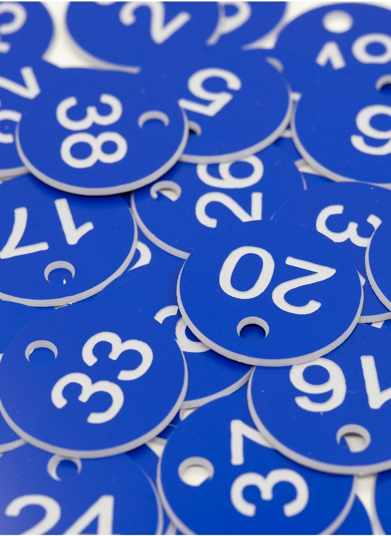 Excefore - Plastic ID Number Tags, Engraved Tags Key Tags Without Key Rings for Locker Dorm Hotel Bar Restaurant Club Restaurant Table Numbers (1-50, Blue) - Image 1
