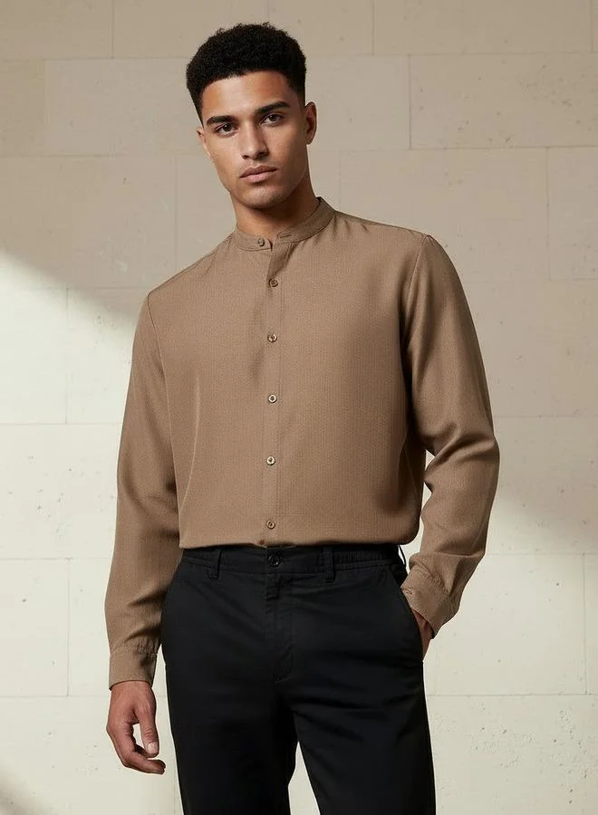 Splash FAV Men Regular Fit Mandarin Collar Long Sleeve Shirt