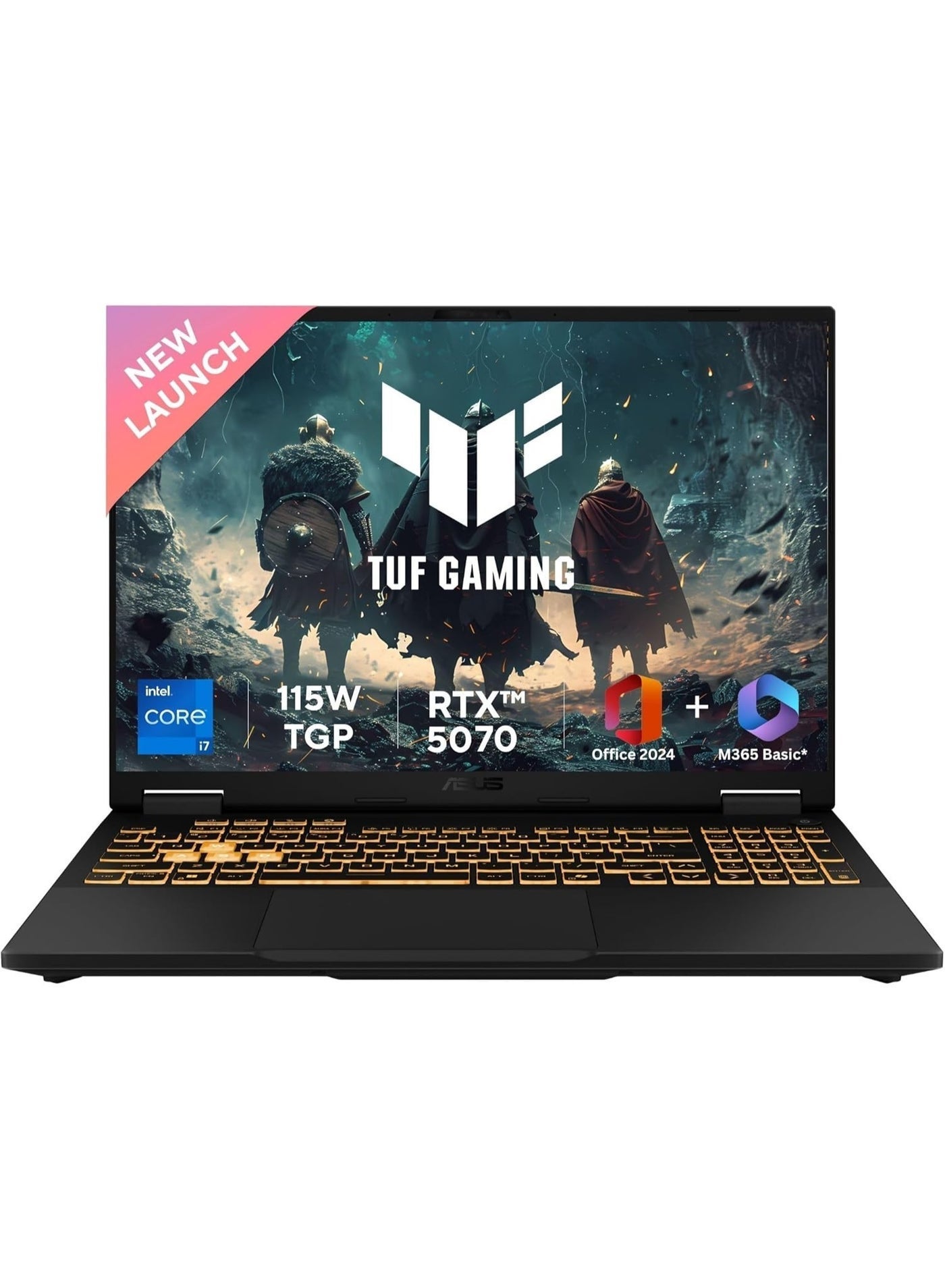ASUS TUF Gaming F16 Laptop, NVIDIA RTX 5070 GDDR7, Intel 14th Core i7-14650HX, 16" FHD+ 165Hz Anti-Glare Display, RGB Backlit Keyboard, 32 GB DDR5, 2 TB SSD Gen 4, Windows 11 Pro (FX608JPR - WH74) Eng