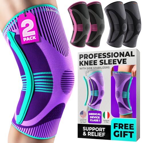 DR. BRACE ELITE Knee Brace with Size Stabilizer (2 Pack) Knee Brace for Women & Men, Workout, Sports, Daily Knee Compression Sleeve for Maximum Knee Pain Support & Fast Recovery (Galaxsis, Medium) - Image 1
