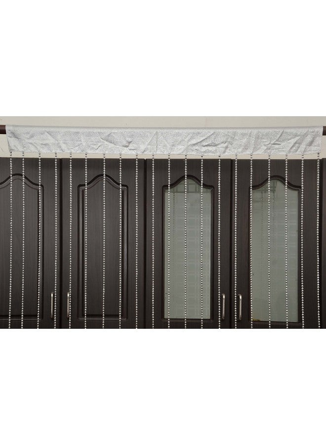 بينديا ستارة من الخرز من Pindia بطول 7 أقدام، دائرية فضية لامعة لتزيين الباب والنافذة، مصنوعة من خيوط الخرز وقضيب القص الشفاف للتعليق في الغرفة - فضية - 7 × 3.5 قدم - Image 3