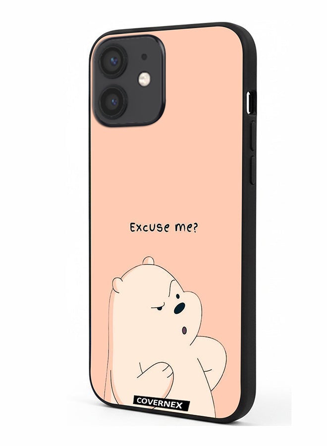 Covernex Apple iPhone 12 Mini Protective Case Cover Printed Featuring Ice Bear Illustration Excuse Me - Image 1