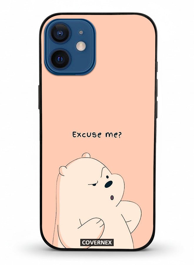 Covernex Apple iPhone 12 Mini Protective Case Cover Printed Featuring Ice Bear Illustration Excuse Me - Image 2