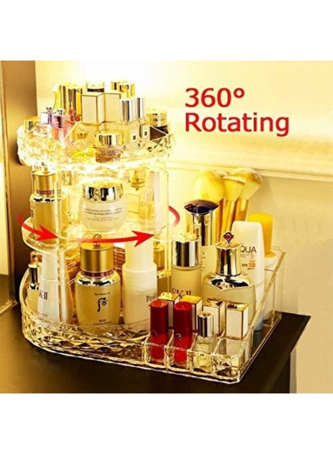 منظم مكياج دوار 360 درجة قابل للتعديل مع صينية تخزين شفافة حل عملي وأنيق لمستحضرات التجميل - Image 2