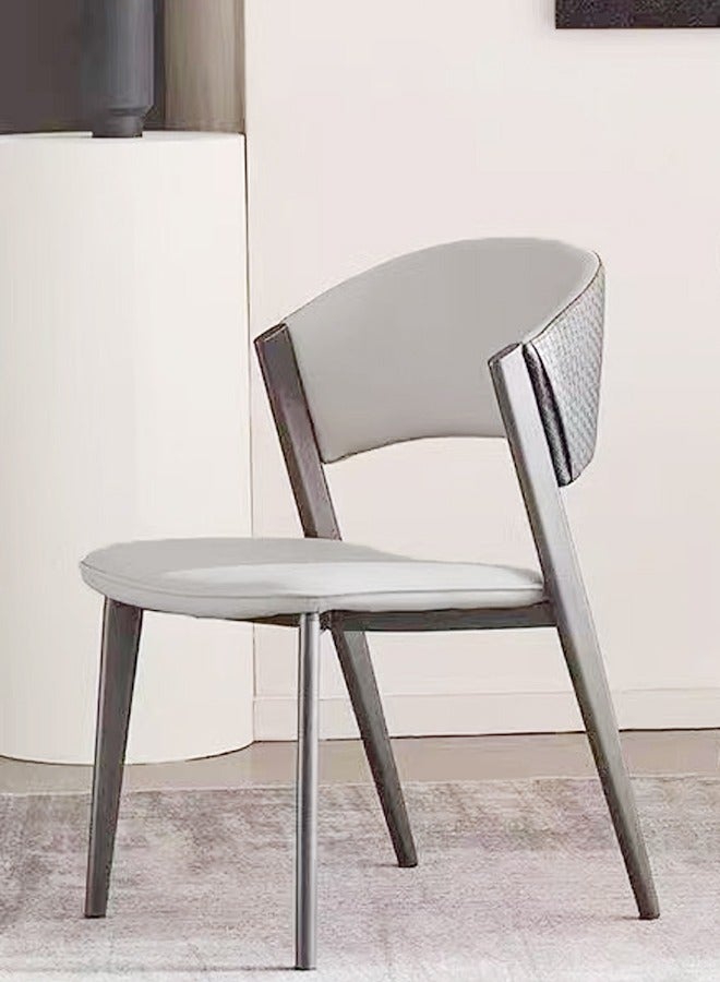 1-Piece Multipurpose Use Italian Light Luxury Dining Chair Minimalist Design Curved Upholstered Leather Backrest Accent Chair Comfortable Restaurant Chair Durable Carbon Steel Legs Living Room Chair 44x50x80 cm
