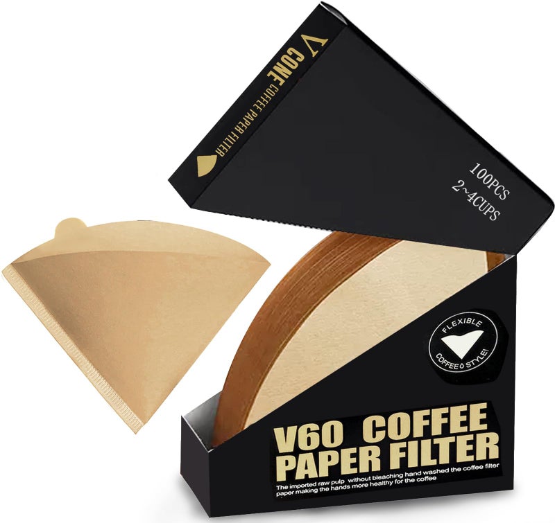 DailyRest DailyRest 100 Count V 02 60 Cone Coffee Filters 14 Cup Disposable for Pour Over Size V02 Natural Unbleached 