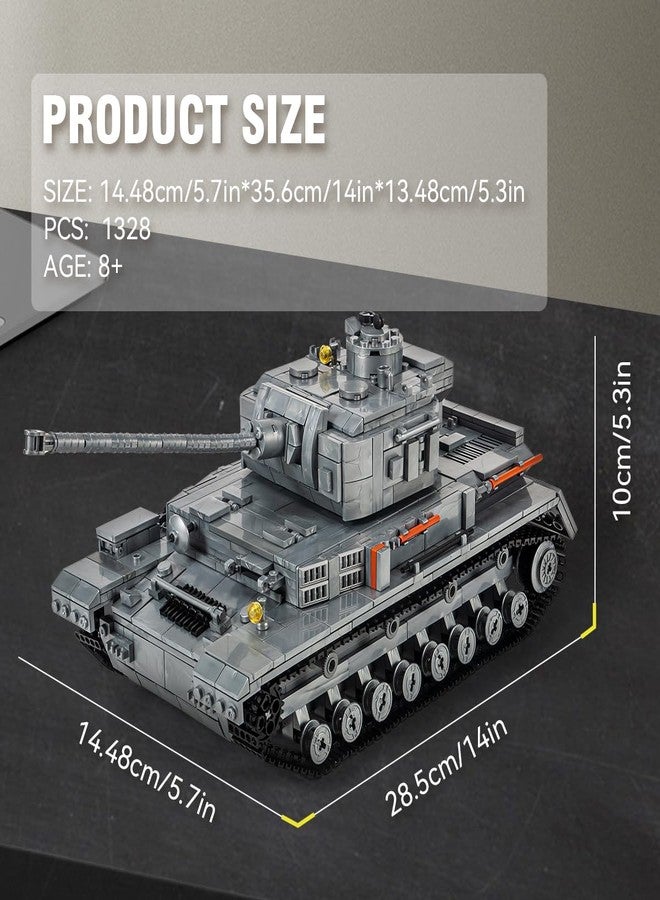 DAHONPA Panzer-Ⅳ Tank Army Building Block(1328 PCS),WW2 Military Historical Collection Model with Soldier Figures,Toys Gifts for Kid and Adult. - Image 3