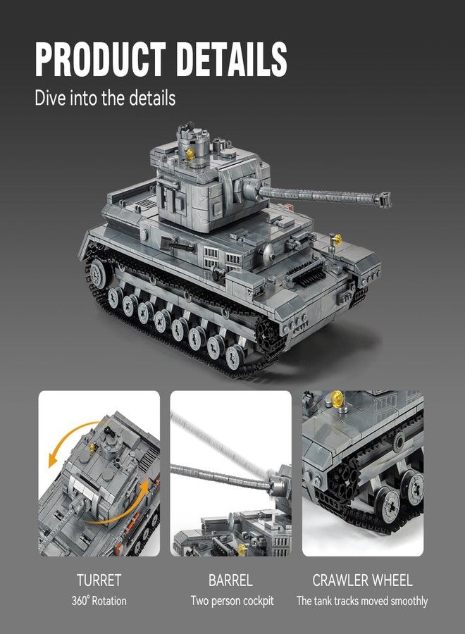 DAHONPA Panzer-Ⅳ Tank Army Building Block(1328 PCS),WW2 Military Historical Collection Model with Soldier Figures,Toys Gifts for Kid and Adult. - Image 5